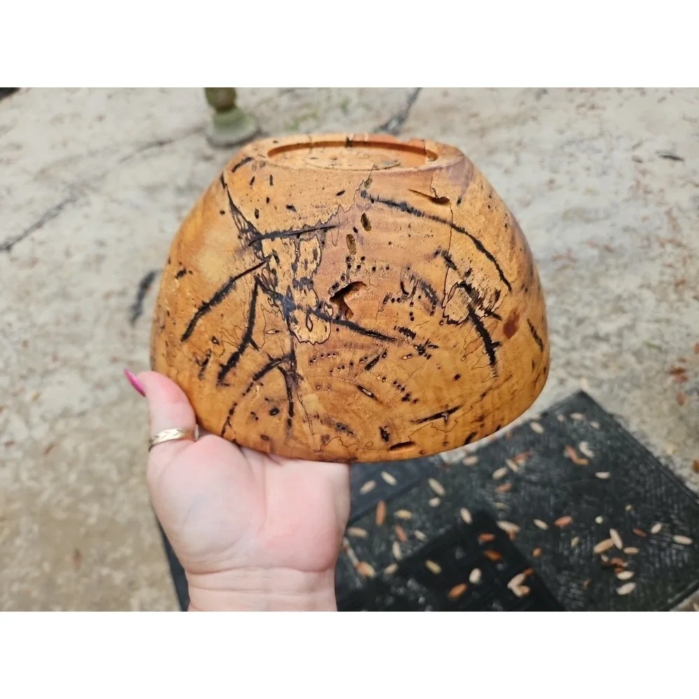 Spalted Wood Bowl Hand Turned‎ 10.5